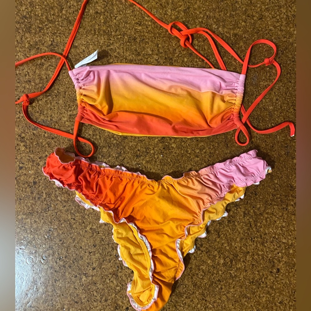 WeWoreWhat Ombré Sunset Orange Bikini Set